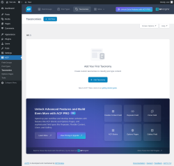 Page screenshot: ACF &rarr; Taxonomies