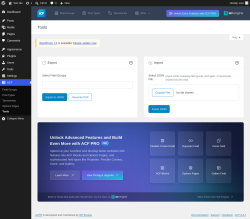 Page screenshot: ACF &rarr; Tools