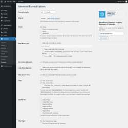 Page screenshot: Settings &rarr; Excerpt