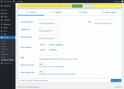 Page screenshot: Settings → FB Lightbox Settings