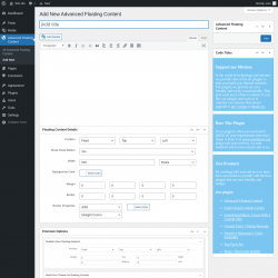 Page screenshot: Advanced Floating Content → Add New