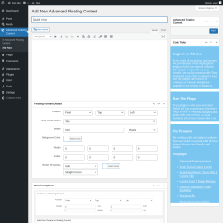 Page screenshot: Advanced Floating Content → Add New