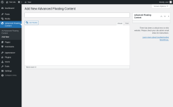 Page screenshot: Advanced Floating Content → Add New
