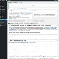 Page screenshot: Advanced iFrame → External workaround