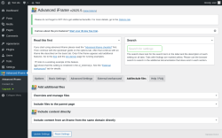 Page screenshot: Advanced iFrame → Add/Include files
