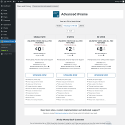 Page screenshot: Advanced iFrame → Upgrade  ➤