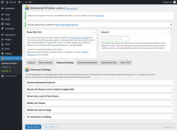 Page screenshot: Advanced iFrame → Advanced Settings