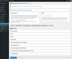 Page screenshot: Advanced iFrame → Help / FAQ