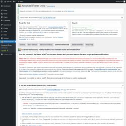 Page screenshot: Advanced iFrame → External workaround