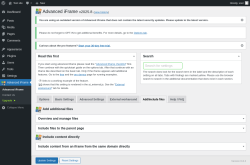 Page screenshot: Advanced iFrame → Add/Include files