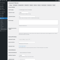Page screenshot: Settings → Advanced IP Blocker