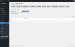 Page screenshot: Settings → Advanced IP Blocker → Whitelist