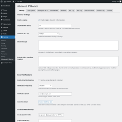 Page screenshot: Settings → Advanced IP Blocker