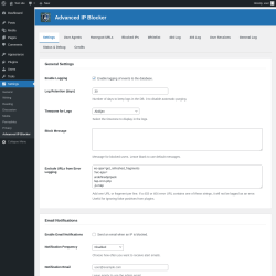 Page screenshot: Settings → Advanced IP Blocker