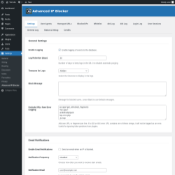 Page screenshot: Settings → Advanced IP Blocker