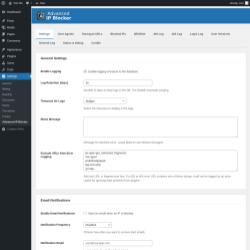 Page screenshot: Settings → Advanced IP Blocker
