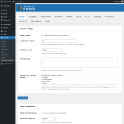 Page screenshot: Settings → Advanced IP Blocker