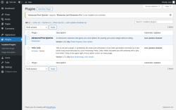 Page screenshot: Plugins &lsaquo; Test site &mdash; WordPress