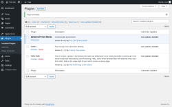 Page screenshot: Plugins &lsaquo; Test site &mdash; WordPress