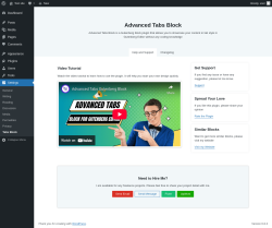 Page screenshot: Settings → Tabs Block