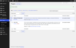 Page screenshot: Plugins &lsaquo; Test site &mdash; WordPress