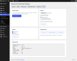 Page screenshot: Testimonials &rarr; Settings &rarr; Tools