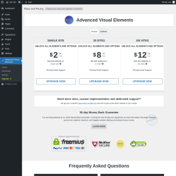 Page screenshot: Advanced Visual Elements → Upgrade  ➤