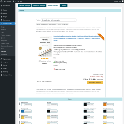 Page screenshot: affiliate-toolkit → Settings → Display settings