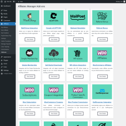 Page screenshot: Affiliates → Add-ons
