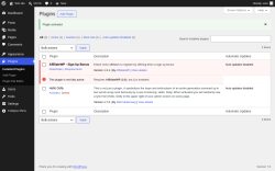 Page screenshot: Plugins &lsaquo; Test site &mdash; WordPress