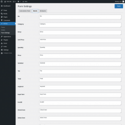Page screenshot: Forms &rarr; Form Settings &rarr; Words