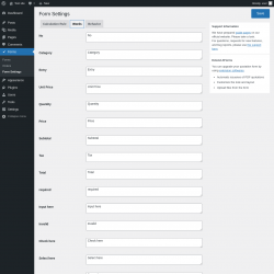 Page screenshot: Forms &rarr; Form Settings &rarr; Words