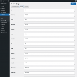 Page screenshot: Forms &rarr; Form Settings &rarr; Words