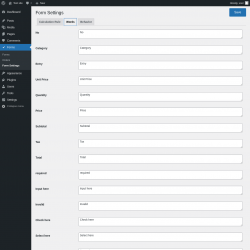 Page screenshot: Forms &rarr; Form Settings &rarr; Words