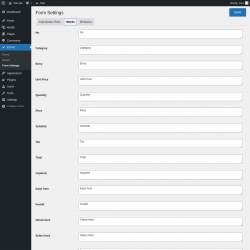 Page screenshot: Forms &rarr; Form Settings &rarr; Words