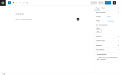 Page screenshot: Add New Page &lsaquo; Test site &mdash; WordPress