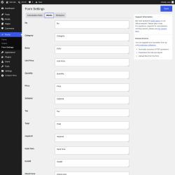 Page screenshot: Forms &rarr; Form Settings &rarr; Words