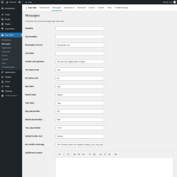 Page screenshot: Age Gate → Messages