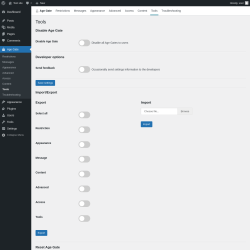 Page screenshot: Age Gate → Tools