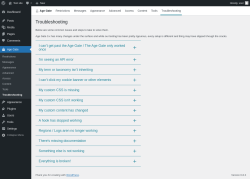 Page screenshot: Age Gate → Troubleshooting