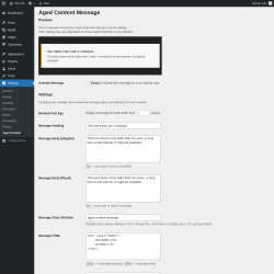 Page screenshot: Settings → Aged Content