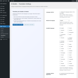 Page screenshot: AI Builder &rarr; Translations