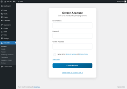 Page screenshot: Account &lsaquo; Test site &mdash; WordPress