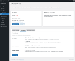 Page screenshot: AI Content Guide → File Settings