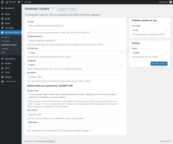 Page screenshot: AI Content Writer &rarr; Generate Content