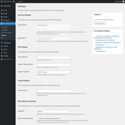 Page screenshot: AI Content Writer &rarr; Settings