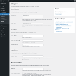Page screenshot: AI Content Writer &rarr; Settings