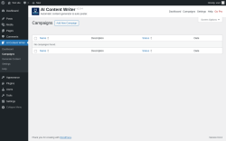 Page screenshot: AI Content Writer &rarr; Campaigns