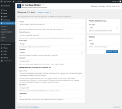 Page screenshot: AI Content Writer &rarr; Generate Content