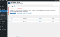 Page screenshot: AI Content Writer &rarr; Campaigns